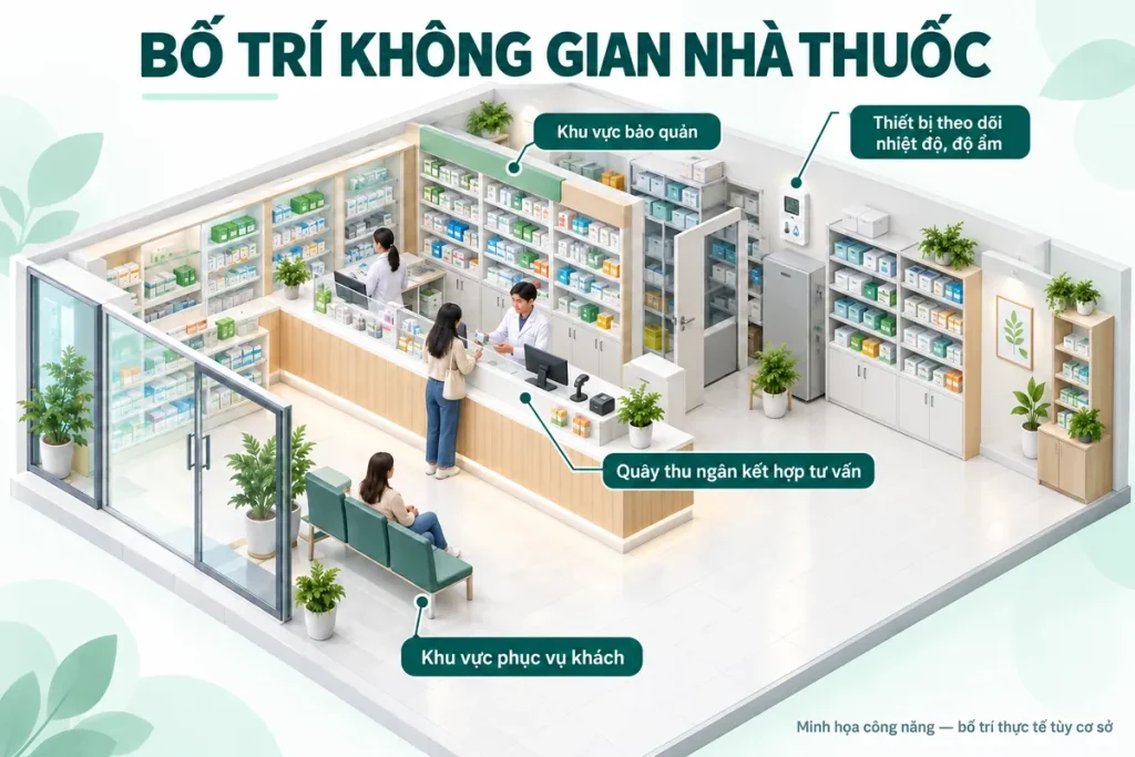 Bố trí không gian nhà thuốc